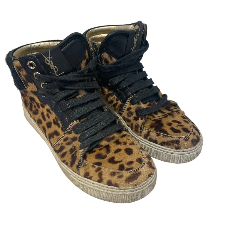 YVES SAINT LAURENT/Hi-Sneakers/US 4.5/Leopard/Leather/CML/ Camouflage Print Boot Style YVES SAINT LAURENT/Hi-Sneakers/US 4.5/Leopard/Leather/CML/ Camouflage Print Boot Style