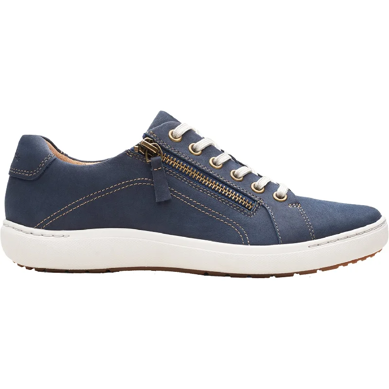 Women's Clarks Nalle Lace Navy Nubuck Minimalist Sneaker Style  