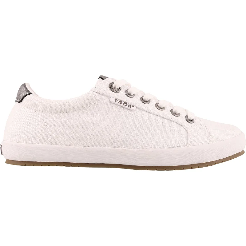 Women's Taos Star Burst White/Pewter Canvas Artisan - Crafted Loafer Style  