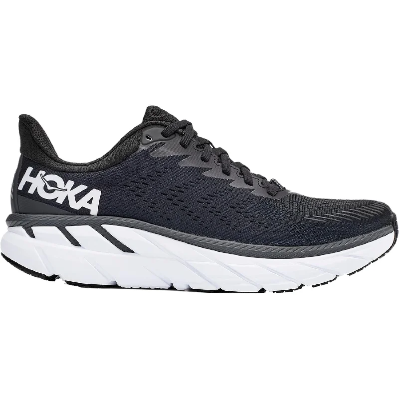 Men's Hoka One One Clifton 7 Black/White Mesh Brogue Oxford Aesthetic 