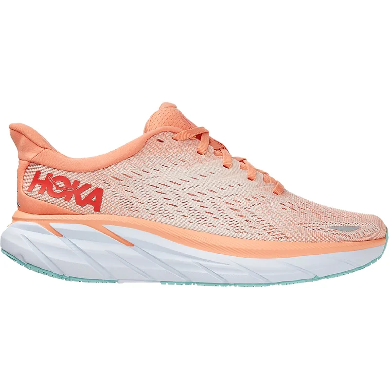 Women's Hoka Clifton 8 Cantaloupe/Silver Peony Mesh Rubber - Sole Plimsoll Look  