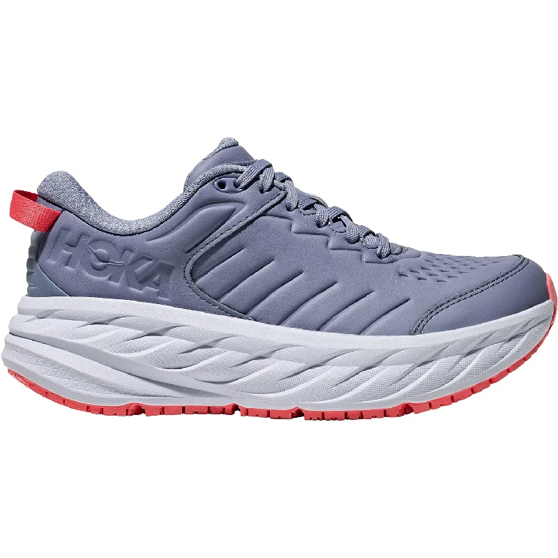 Women's Hoka Bondi SR Moonlight/Pale Dusk Leather Athleisure Derby Style  