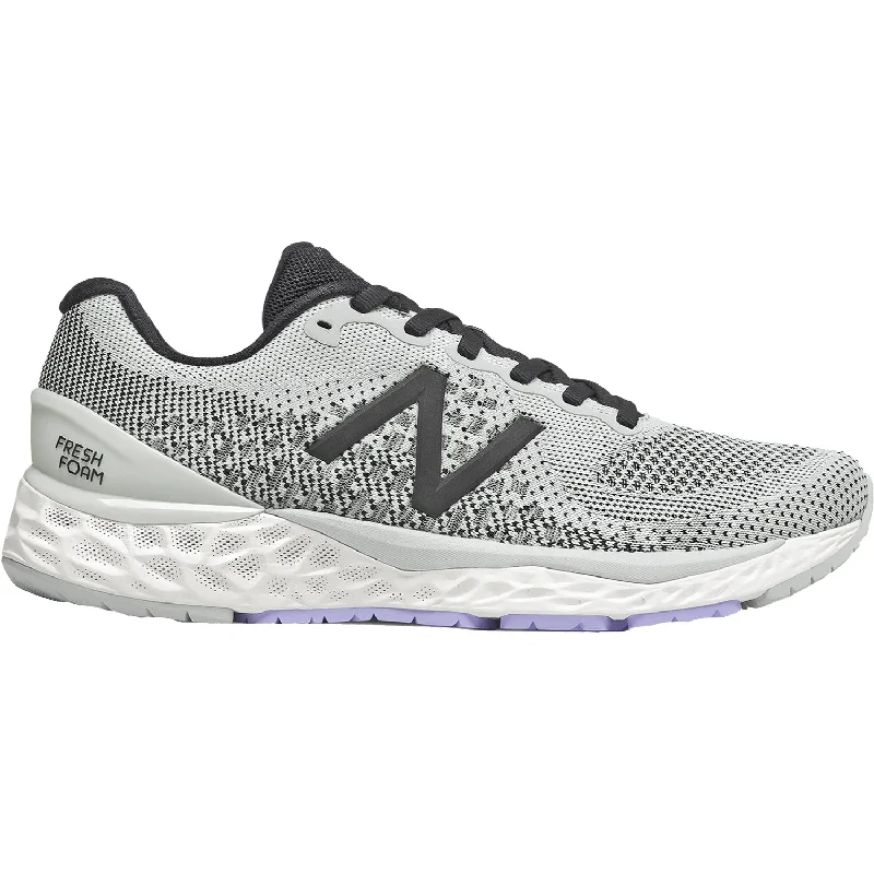 Women's New Balance Fresh Foam W880D10 Light Aluminum/Black/Mystic Purple Mesh Minimalist Sneaker Style Women's New Balance Fresh Foam W880D10 Light Aluminum/Black/Mystic Purple Mesh Minimalist Sneaker Style