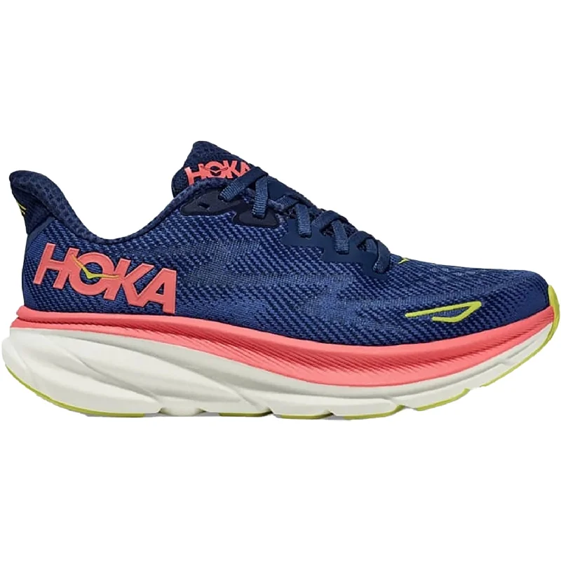 Women's Hoka Clifton 9 Evening Sky/Coral Mesh Edwardian Shoe Look  
