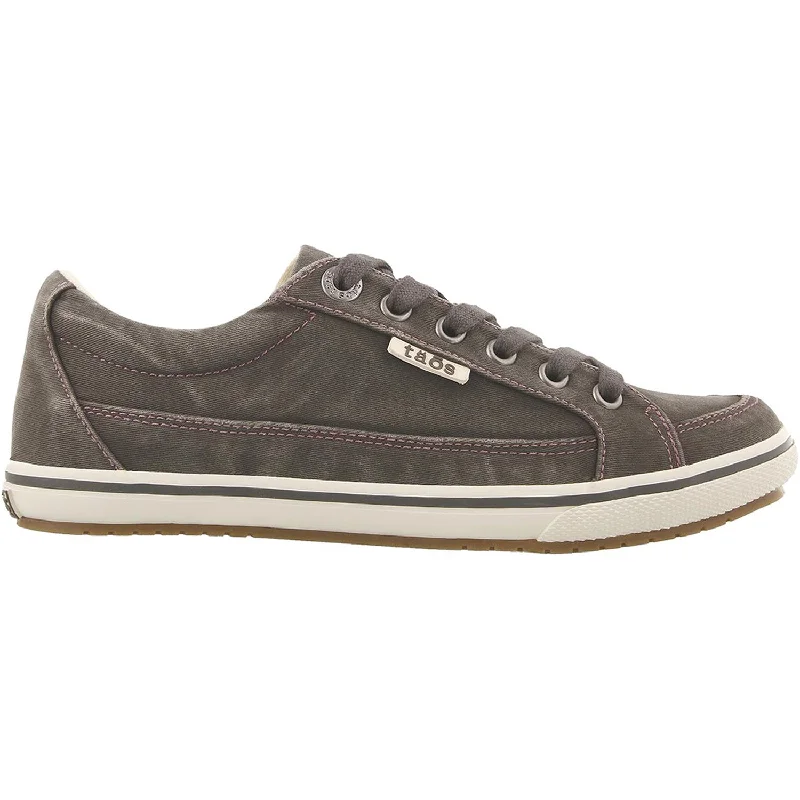 Women's Taos Moc Star Graphite Distressed Canvas Slide Sandal Beach Style  