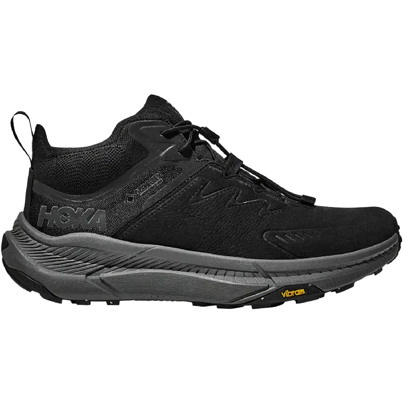 Men's Hoka Transport Chukka GoreTex Black/Black Nubuck Checkered Shoe Pattern Look  