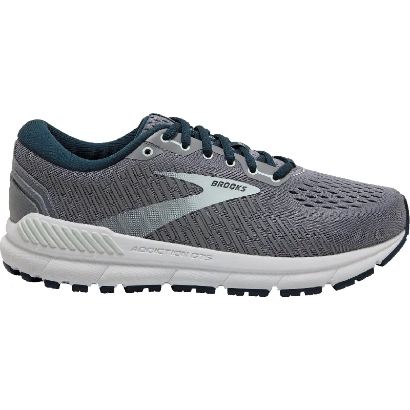 Women's Brooks Addiction GTS 15 Grey/Navy/Aqua Mesh Open - Lacing Derby Look  