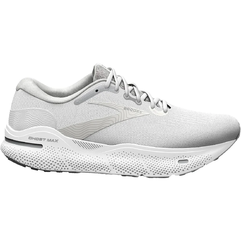 Women's Brooks Ghost Max White/Oyster/Metallic Silver Ivy League Loafer Look 