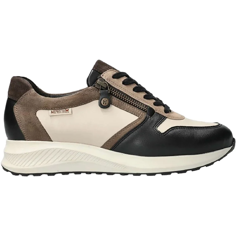 Women's Mephisto Kim Black/Fog Grained Leather Buckle -