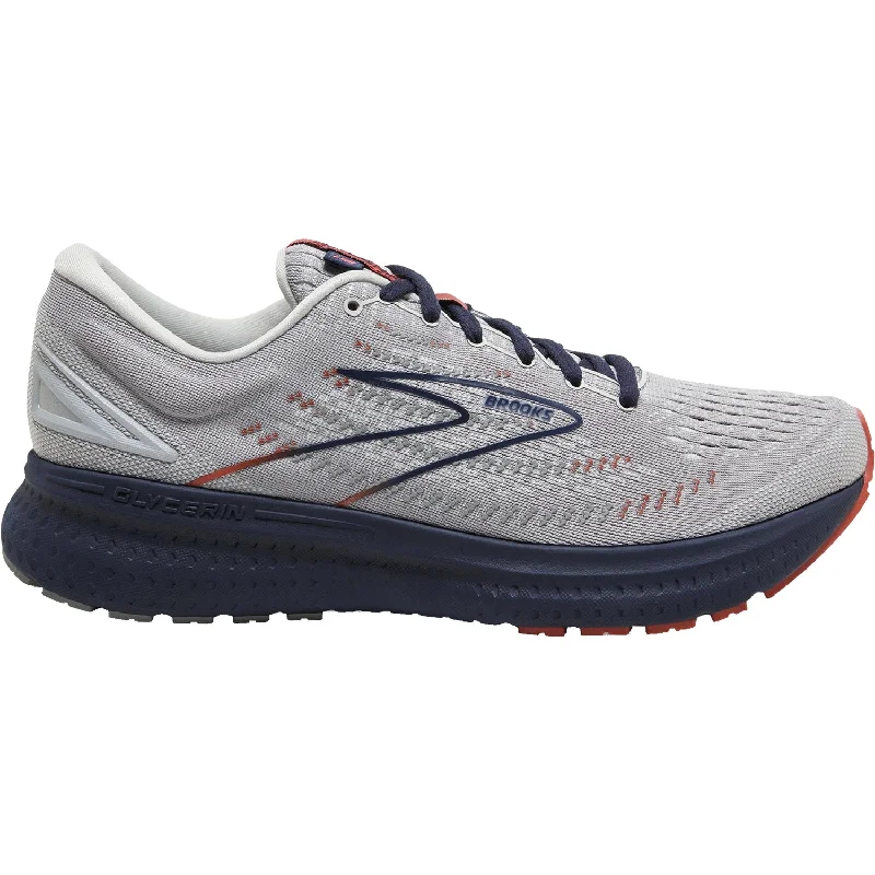 Men's Brooks Glycerin 19 Grey/Allow/Peacoat Mesh Patchwork Shoe Aesthetic  