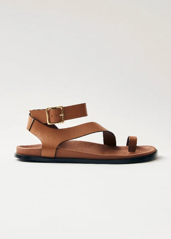 Myles Tan Leather Sandals Art Deco - Inspired Shoe Look  