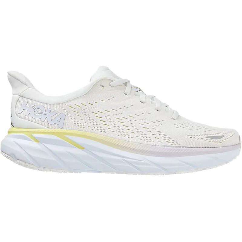 Women's Hoka One One Clifton 8 Blanc De Blanc/Bright White Mesh Comfortable Derby Style Women's Hoka One One Clifton 8 Blanc De Blanc/Bright White Mesh Comfortable Derby Style
