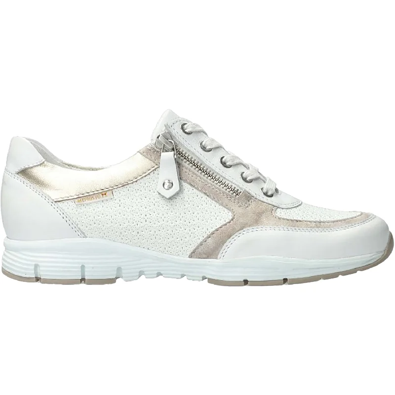 Women's Mephisto Ylona White Multi Leather Strap - Up Sandal Resort Style  
