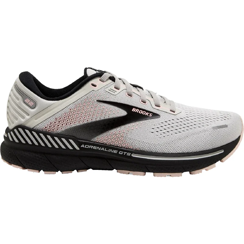 Women's Brooks Adrenaline GTS 22 Grey/Rose/Black Mesh Minimalist Sneaker Style  