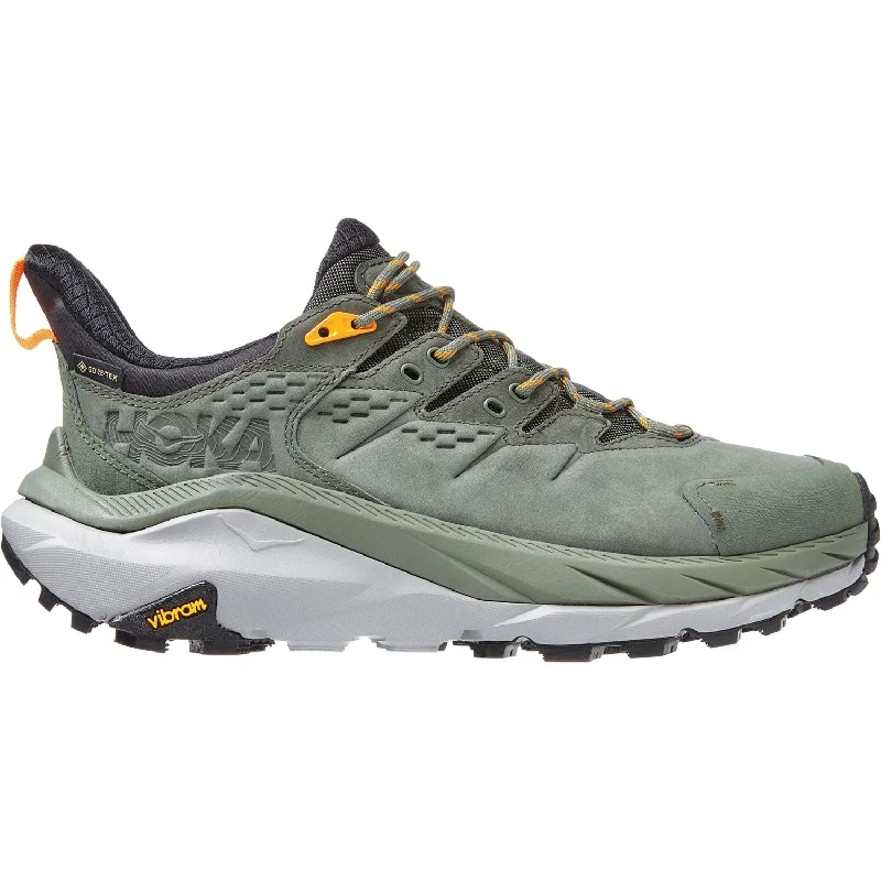 Men's Hoka Kaha 2 Low GTX Thyme/Radiant Yellow Nubuck Skateboarding Sneaker Style  