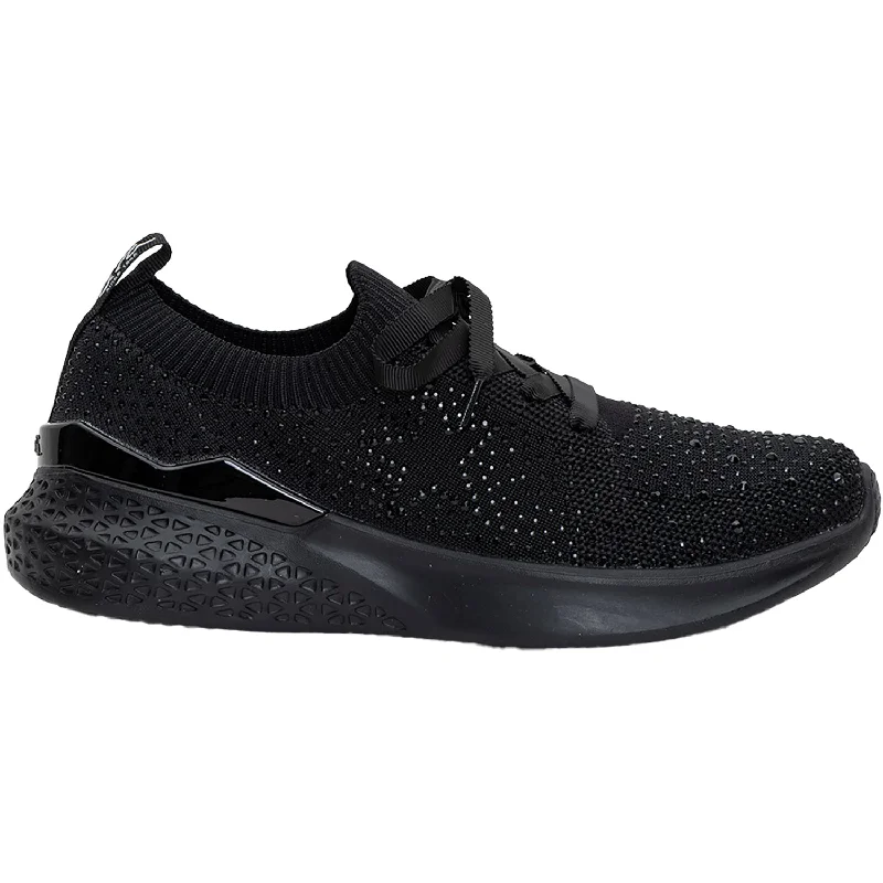 Women's Ara Monticello Black/Black Wovenstretch Retro Basketball Sneaker Design  