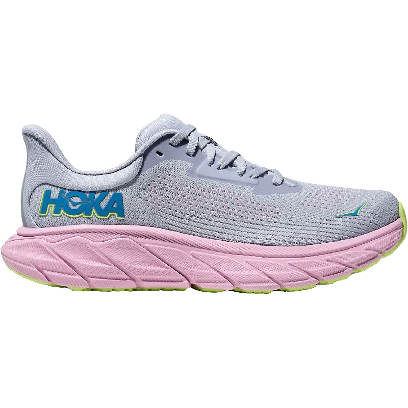 Women's Hoka Arahi 7 Gull/Pink Twilight Mesh British Gentleman Oxford Style  