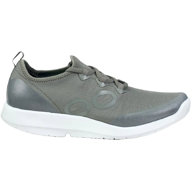 Men's OOFOS OOMG Sport LS White/Olive Mesh Retro Basketball Sneaker Design  