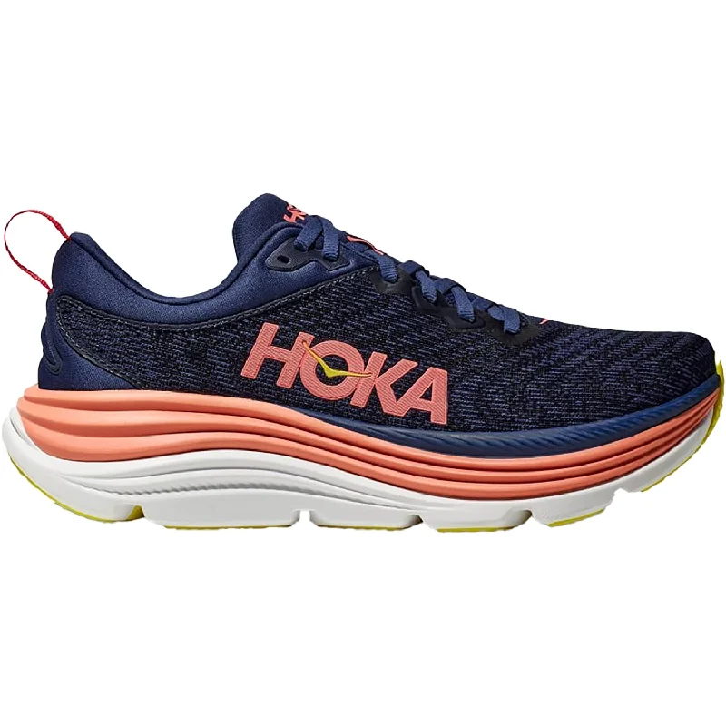 Women's Hoka Gaviota 5 Evening Sky/Coral Mesh Paisley Print Shoe Design  