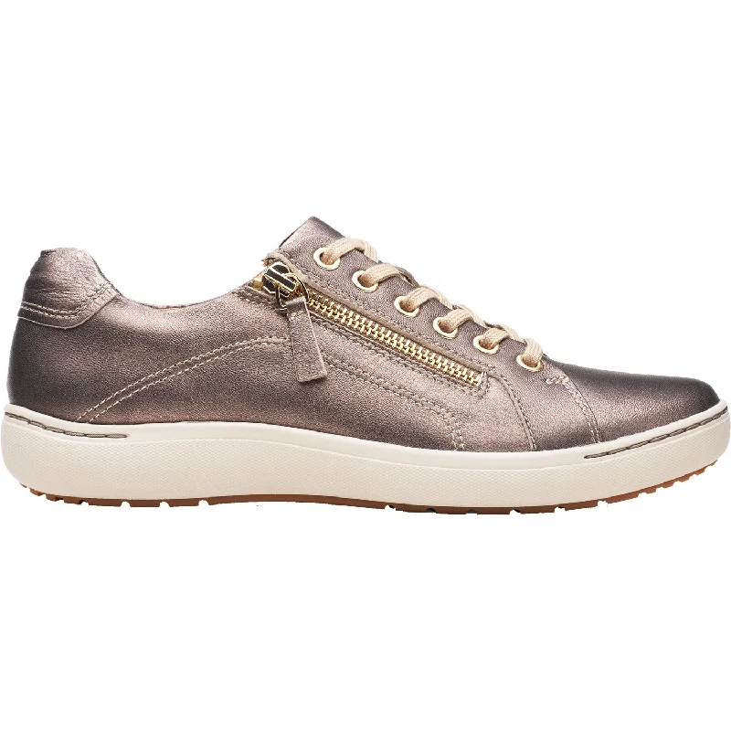 Women's Clarks Nalle Lace Bronze Metallic Leather Distressed Leather Shoe Style  
