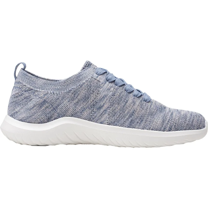 Women's Clarks Cloudsteppers Nova Glint Blue Grey Knit Fabric Suede Desert Boot 