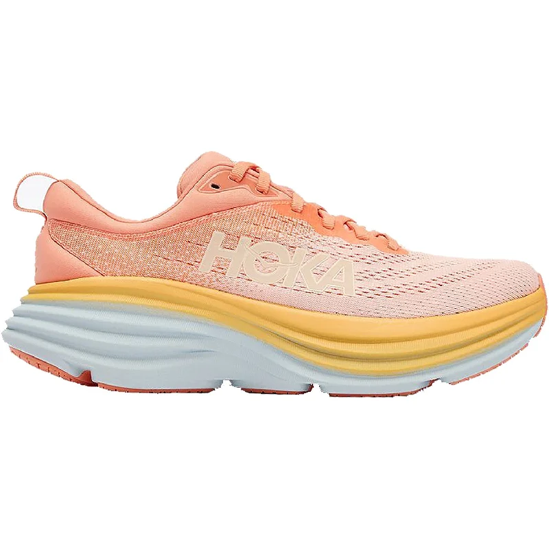 Women's Hoka One One Bondi 8 Shell Coral/Peach Parfait Mesh Vintage Oxford Appeal 