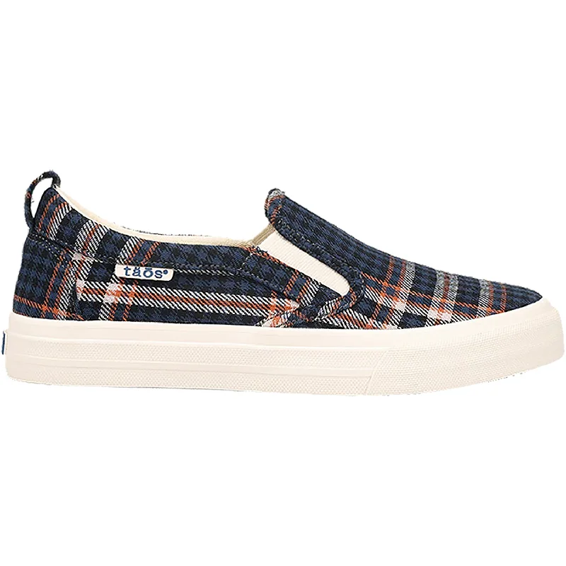 Women's Taos Rubber Soul Blue Plaid Canvas Loose - Fit Slipper Style  