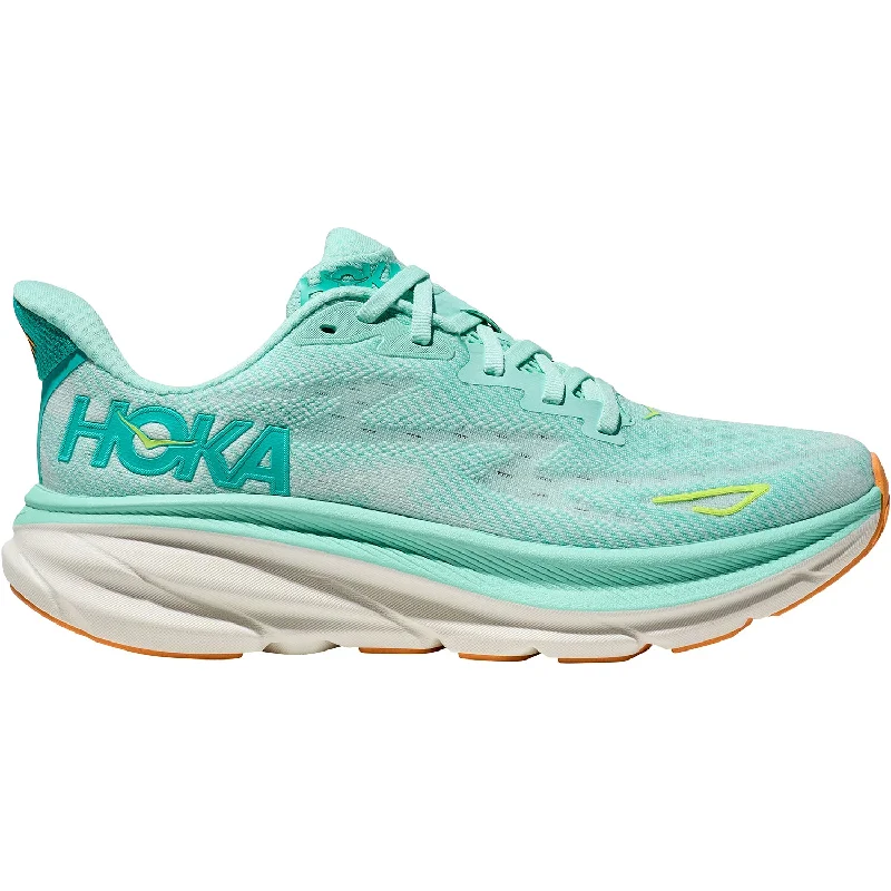 Women's Hoka Clifton 9 Seafoam/Aqua Breeze Mesh Open - Lacing Derby Look  