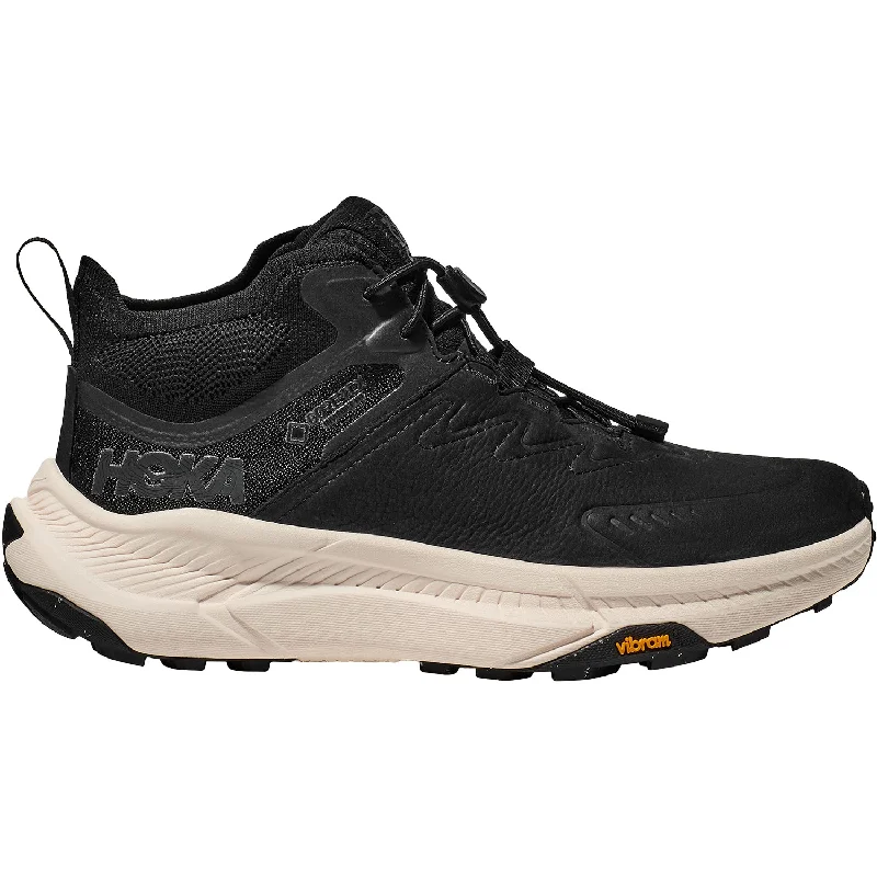 Women's Hoka One One Transport Chukka GoreTex Black/Alabaster Synthetic Metallic Trim Shoe Design  