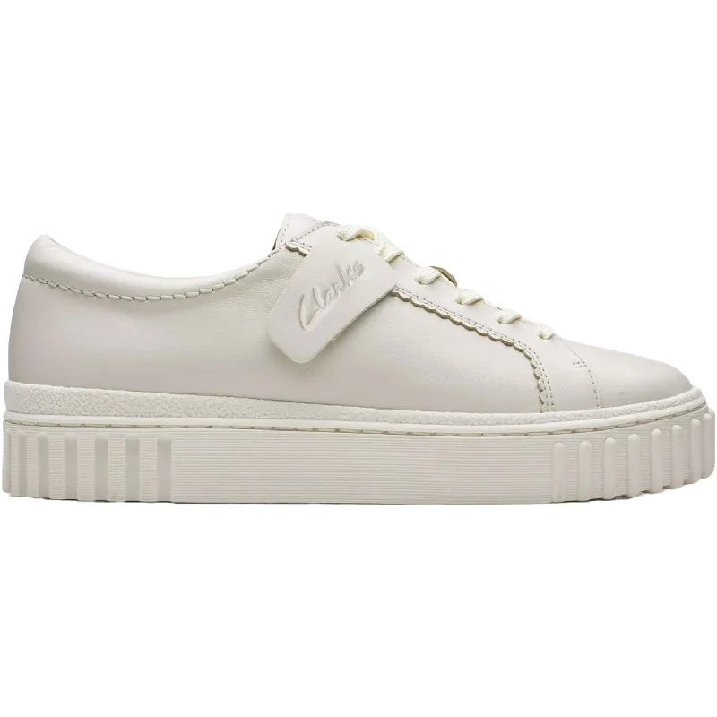 Women's Clarks Mayhill Walk Off White Leather Single - Buckle Monk Look  