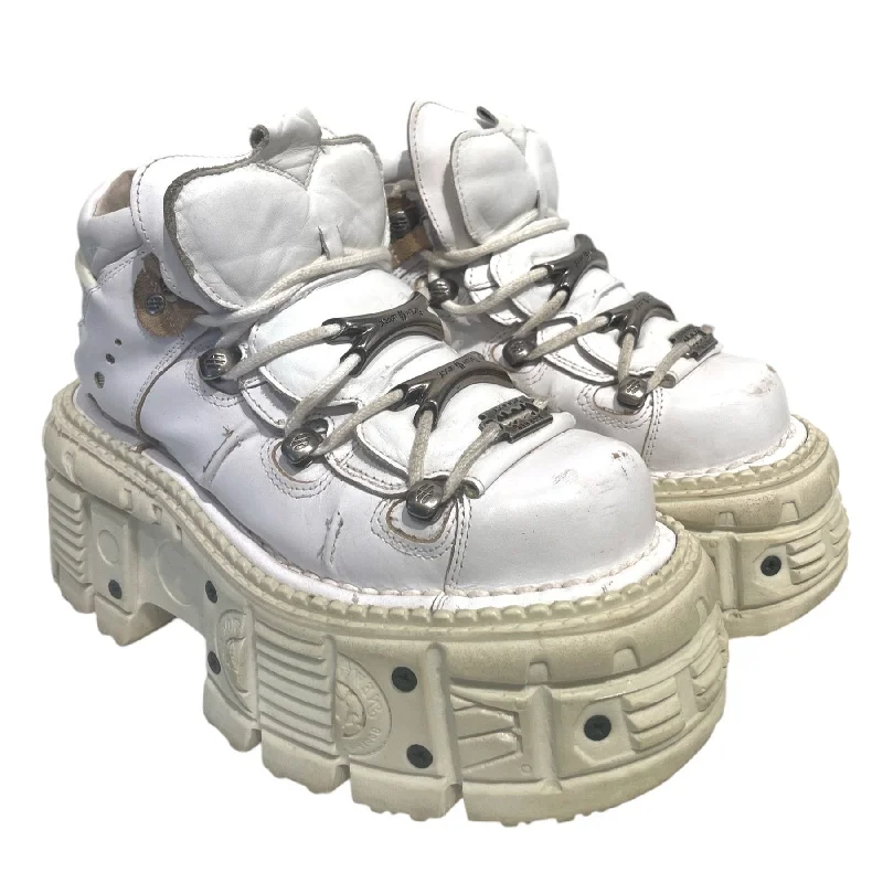 New Rock/Low-Sneakers/US 8/Leather/WHT/Chunky Heel/Tank 106-c1 Minimalist Sneaker Style New Rock/Low-Sneakers/US 8/Leather/WHT/Chunky Heel/Tank 106-c1 Minimalist Sneaker Style