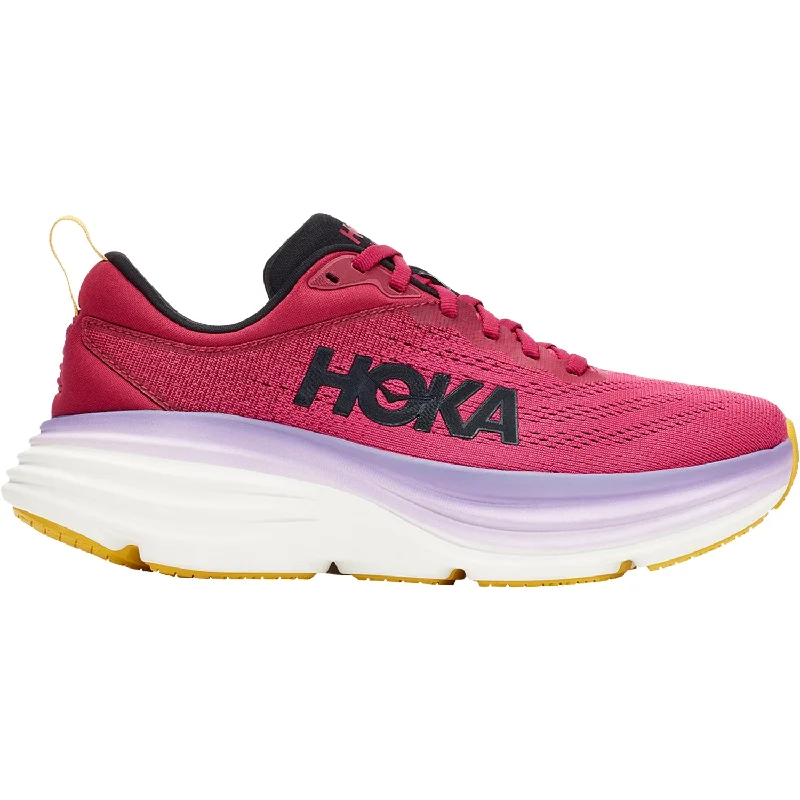 Women's Hoka Bondi 8 Cherries Jubilee/Pink Yarrow Mesh Hip - Hop Sneaker Style  