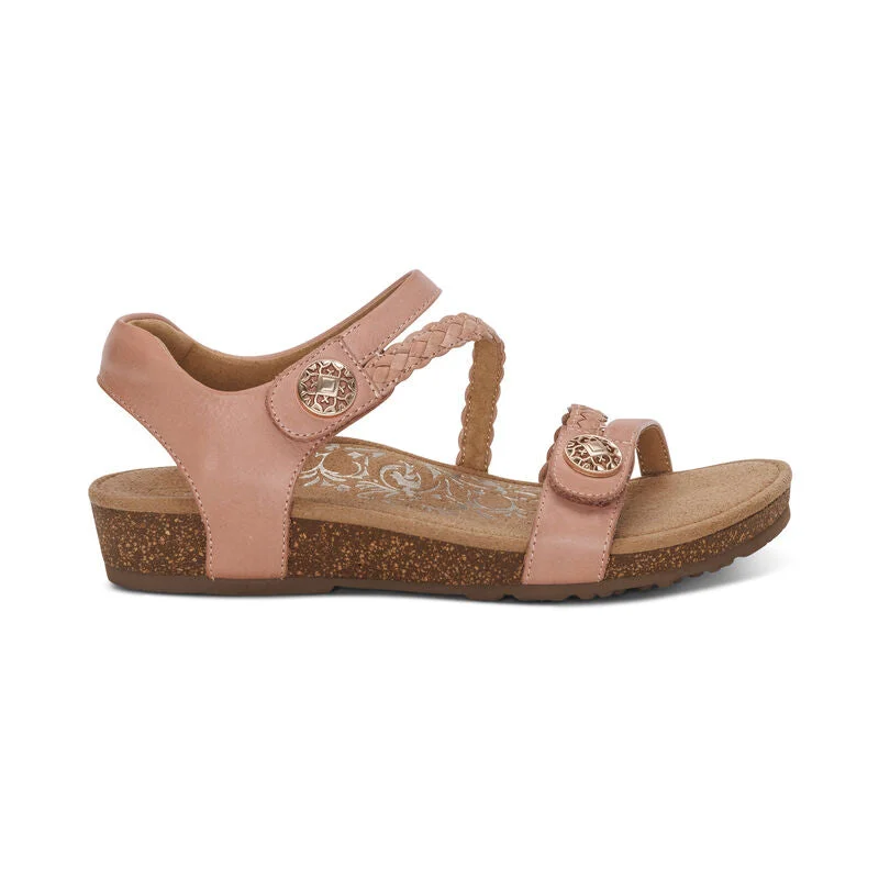 WOMEN'S AETREX JILLIAN BRAIDED QUARTER STRAP SANDAL | ROSE Neon - Accent Sneaker Look  