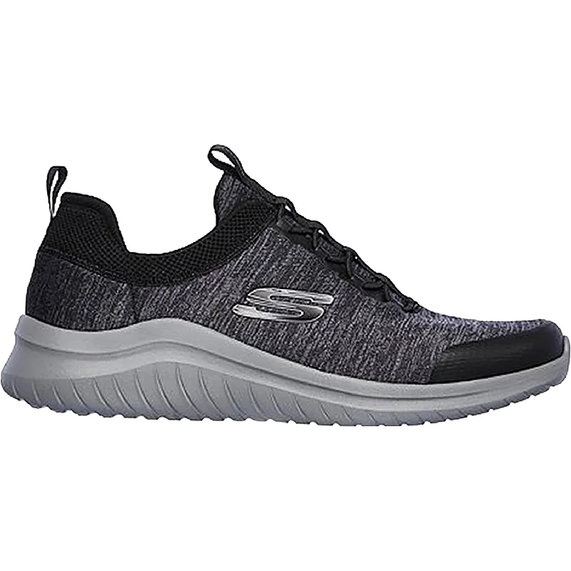 Men's Skechers Ultra Flex 2.0 Fedik Black Knit Fabric Tech - Inspired Sneaker Look  