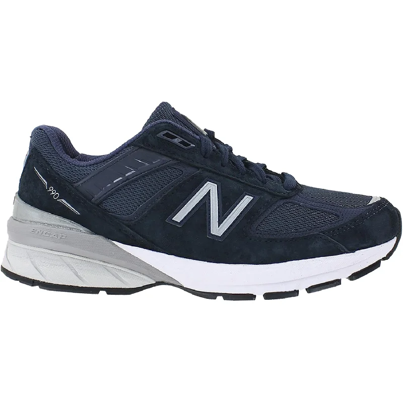 Women's New Balance W990NV5 Running Shoes Navy/Silver Suede/Mesh Waterproof Hiking Boot Design Women's New Balance W990NV5 Running Shoes Navy/Silver Suede/Mesh Waterproof Hiking Boot Design