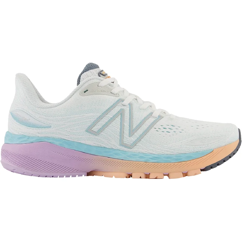 Women's New Balance Fresh Foam W860W12 White/Blue Chill Mesh Performance Running Sneaker Look Women's New Balance Fresh Foam W860W12 White/Blue Chill Mesh Performance Running Sneaker Look