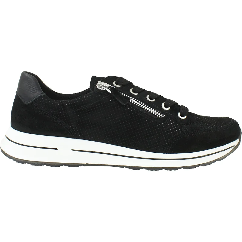 Women's Ara Oleanna Black Suede/Puntkid Mod Oxford Design  