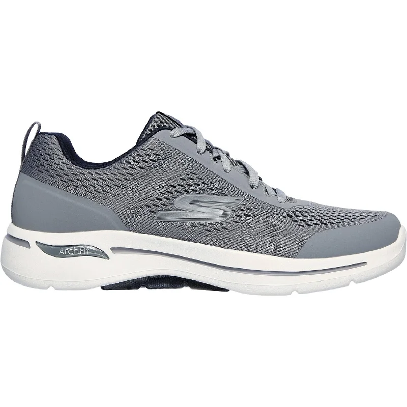 Men's Skechers GOwalk Arch Fit Idyllic Grey/Navy Knit Mesh Smart - Shoe Functionality Style Men's Skechers GOwalk Arch Fit Idyllic Grey/Navy Knit Mesh Smart - Shoe Functionality Style
