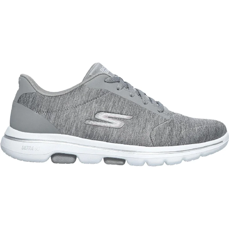 Women's Skechers GOwalk 5 True True Grey Fabric Hip - Hop Sneaker Style  