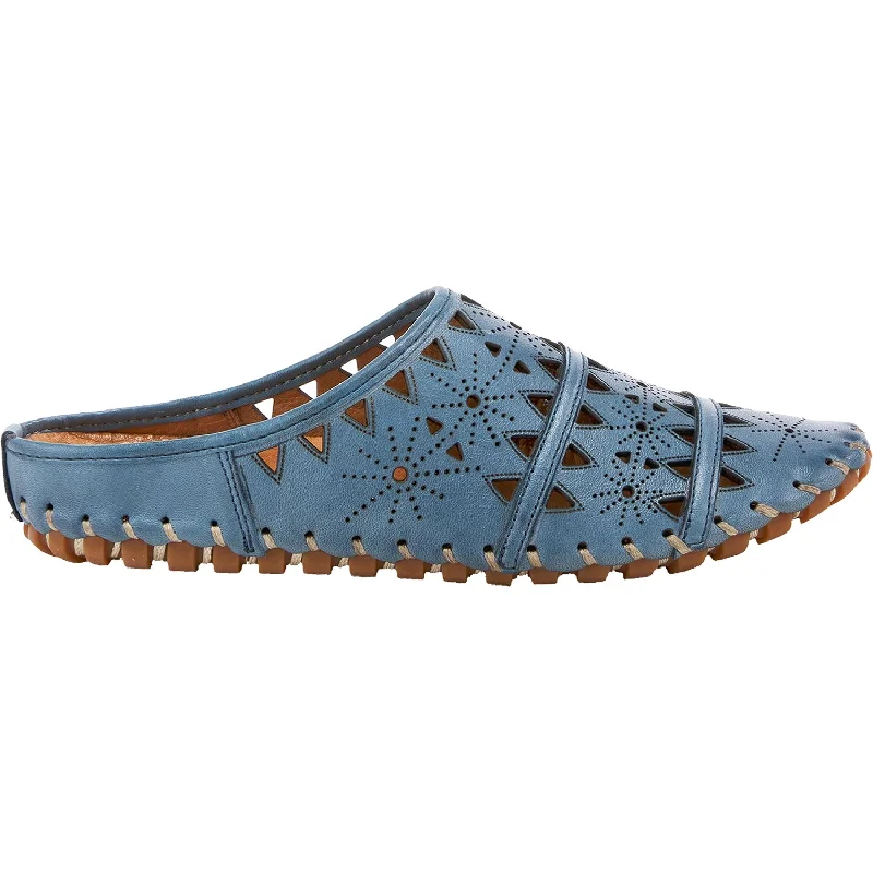 Women's Spring Step Fusalide Blue Leather Minimalist Sneaker Style  