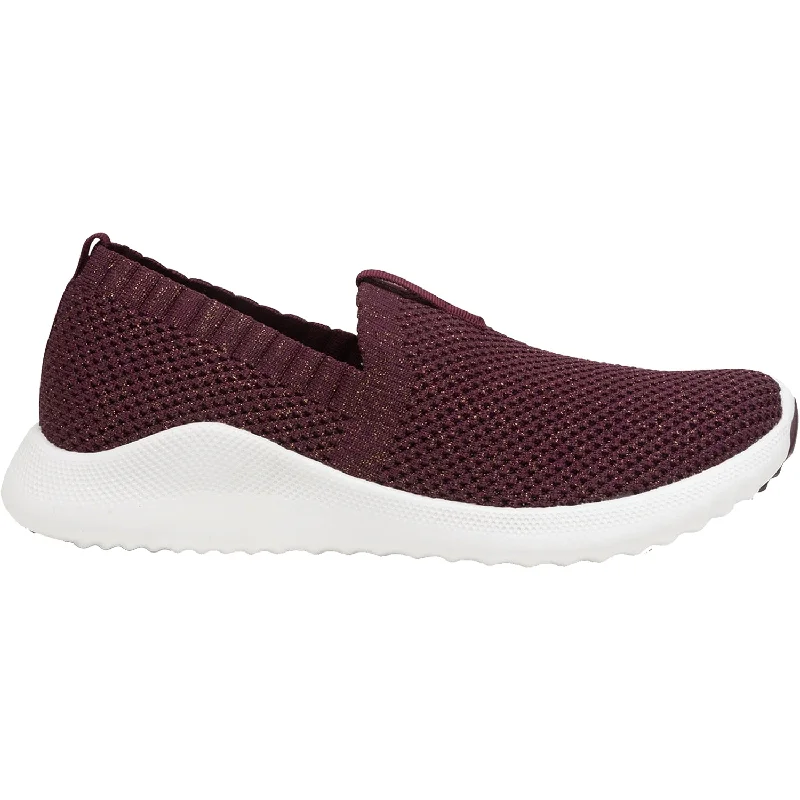 Women's Aetrex Angie Burgundy Knit Fabric Mod Oxford Design  