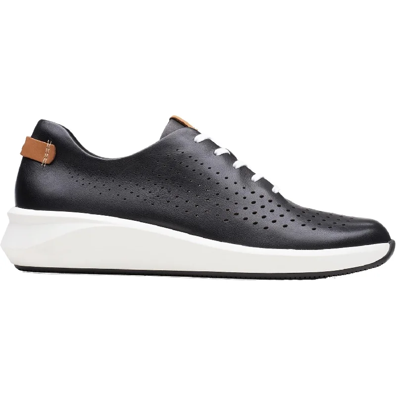 Women's Clarks Un Rio Tie Black Leather Patchwork Shoe Aesthetic  
