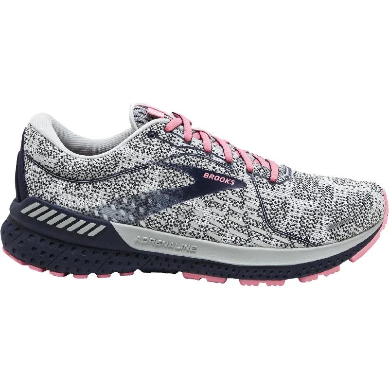 Women's Brooks Adrenaline GTS 21 White/Peacoat/Coral Mesh Patchwork Shoe Aesthetic  
