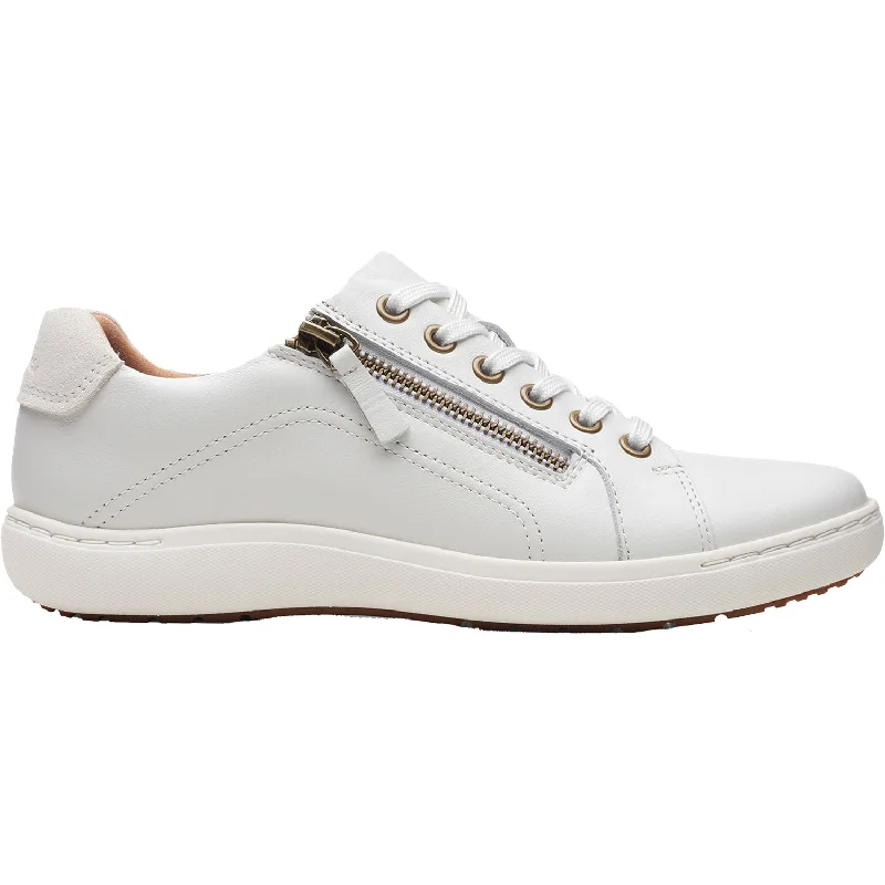 Women's Clarks Nalle Lace White Leather Retro Basketball Sneaker Design  