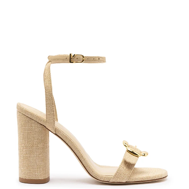 Maizie Sandal In Beige Raffia Art Deco - Inspired Shoe Look  