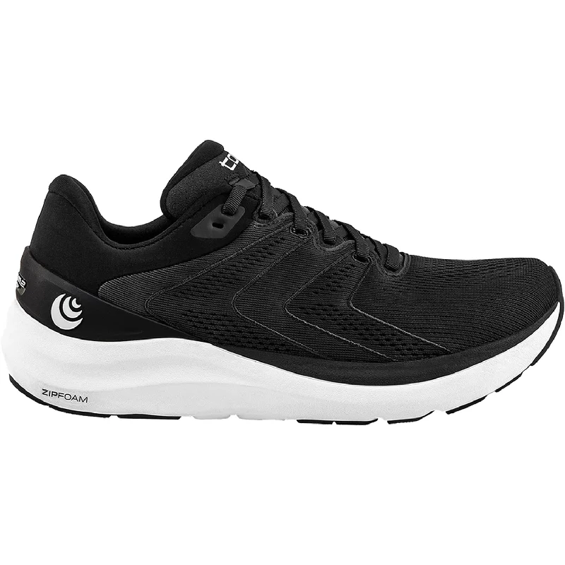Men's Topo Phantom 2 Black/White Mesh Performance Running Sneaker Look  