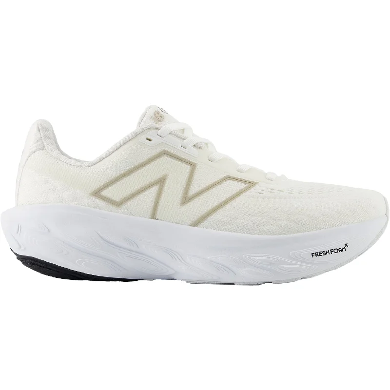 Women's New Balance W1080W14 White/Light gold Metallic/Sea Salt  Mesh Quilted Shoe Design  