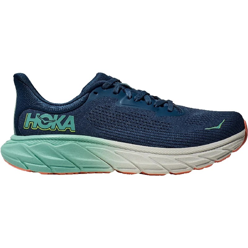 Women's Hoka Arahi 7 Midnight/Seafoam Mesh Chunky Platform Sneaker Style  