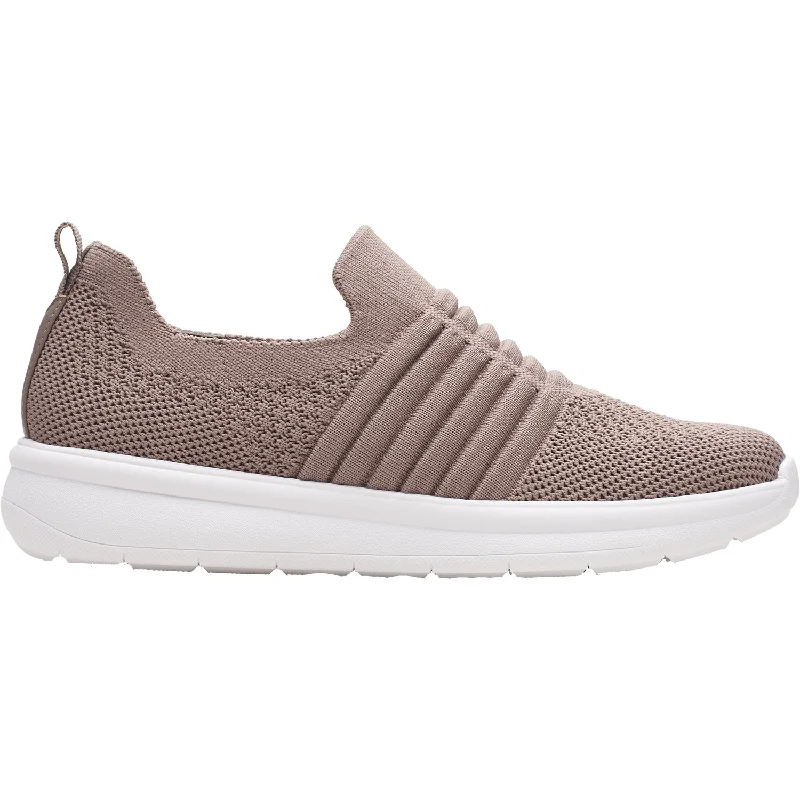 Women's Clarks Cloudsteppers Ezera Walk Dark Taupe Knit Fabric Open - Lacing Derby Look Women's Clarks Cloudsteppers Ezera Walk Dark Taupe Knit Fabric Open - Lacing Derby Look
