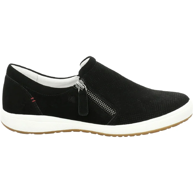 Women's Josef Seibel Caren 22 Black Nubuck Retro Plimsoll Style  